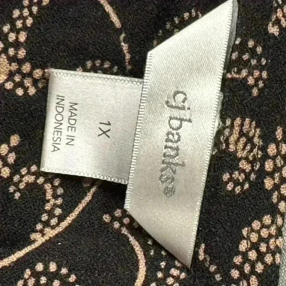 CJ Banks 1X blouse, black & tan. - Picture 8 of 9